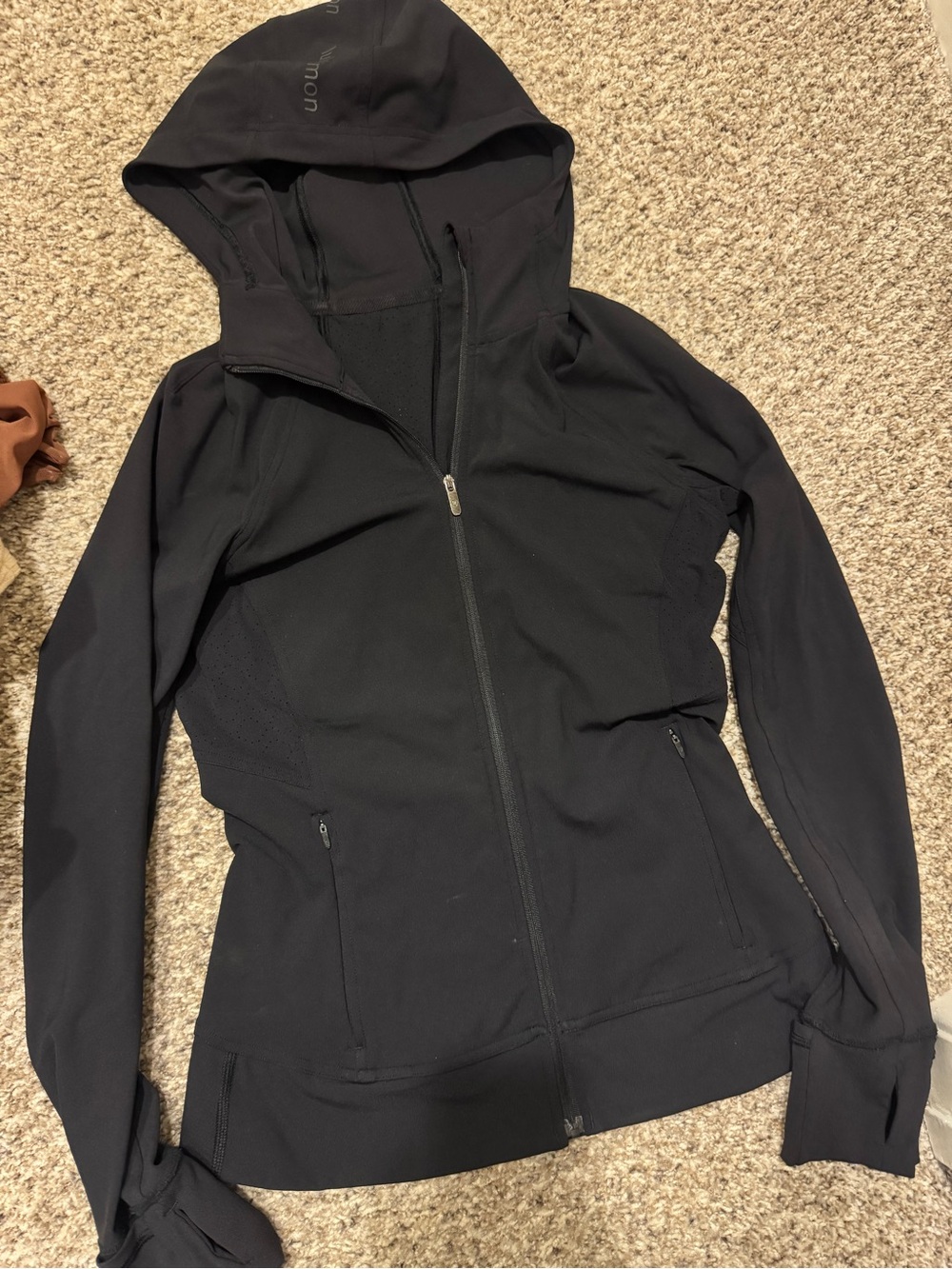 Lululemon Black Hooded Women's Zip-Front Jacket